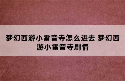 梦幻西游小雷音寺怎么进去 梦幻西游小雷音寺剧情